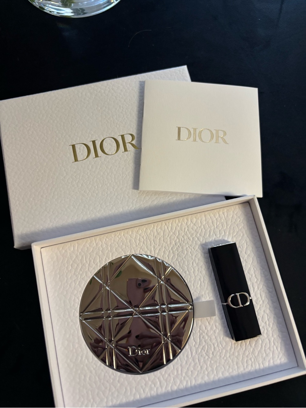 Compact dual mirror and lipstick